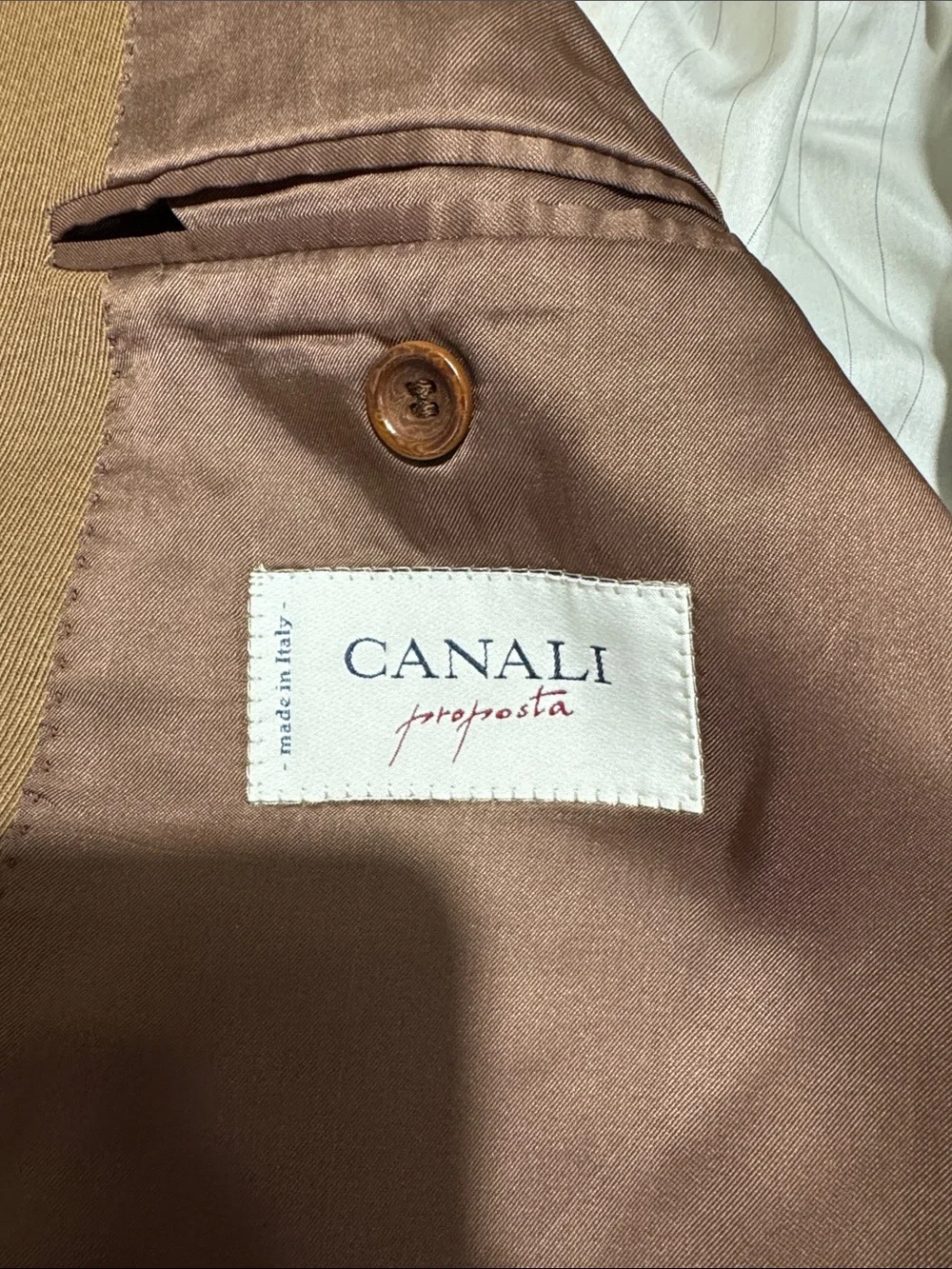 Canali mens 46L brown solid 100% wool 3-button suit jacket EUC